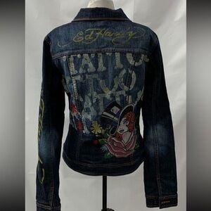 NWT Vintage Y2K Ed Hardy by Christian Audigier True Fit Bedazzled Patch Jacket.